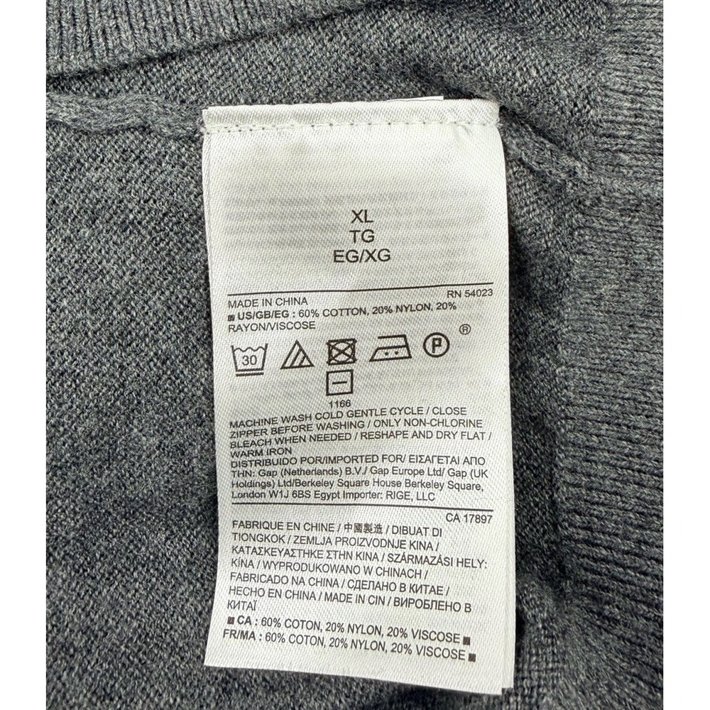 BANANA REPUBLIC Luxe Sweater Collection Mens XL Gray Long Sleeve Quarter Zip NWT - Picture 7 of 8